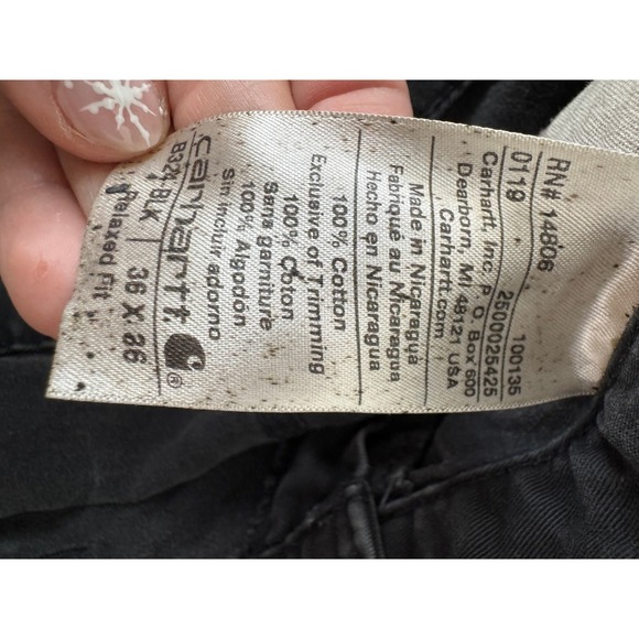 Carhartt Men Relaxed Fit Work Pants Black 36x36 Carpenter Utility - Picture 3 of 6